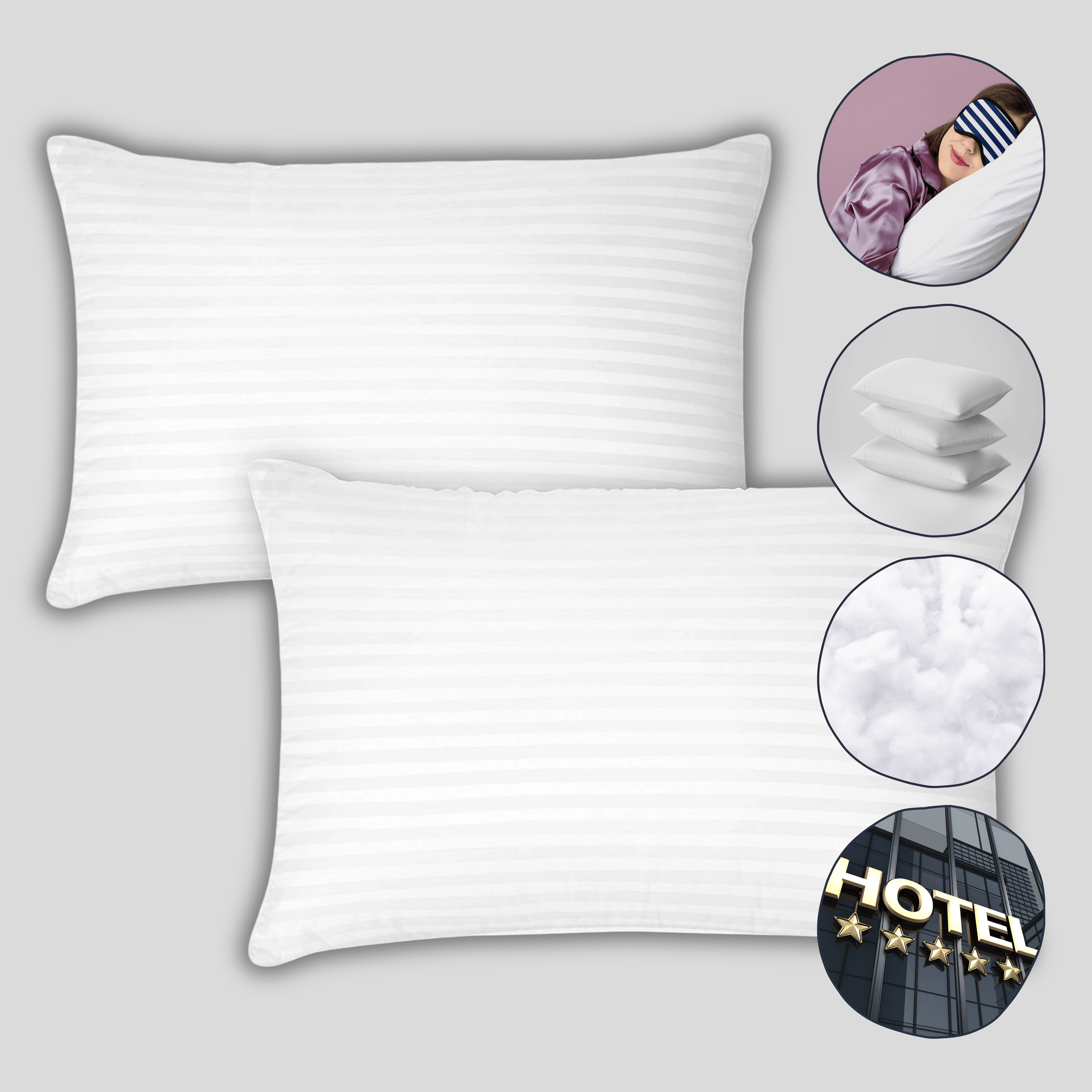 2 Pack Luxury Hotel Pillows Hypoallergenic Hollowfibre Soft Medium Support for Comfortable Sleep by OLIVIA ROCCO
