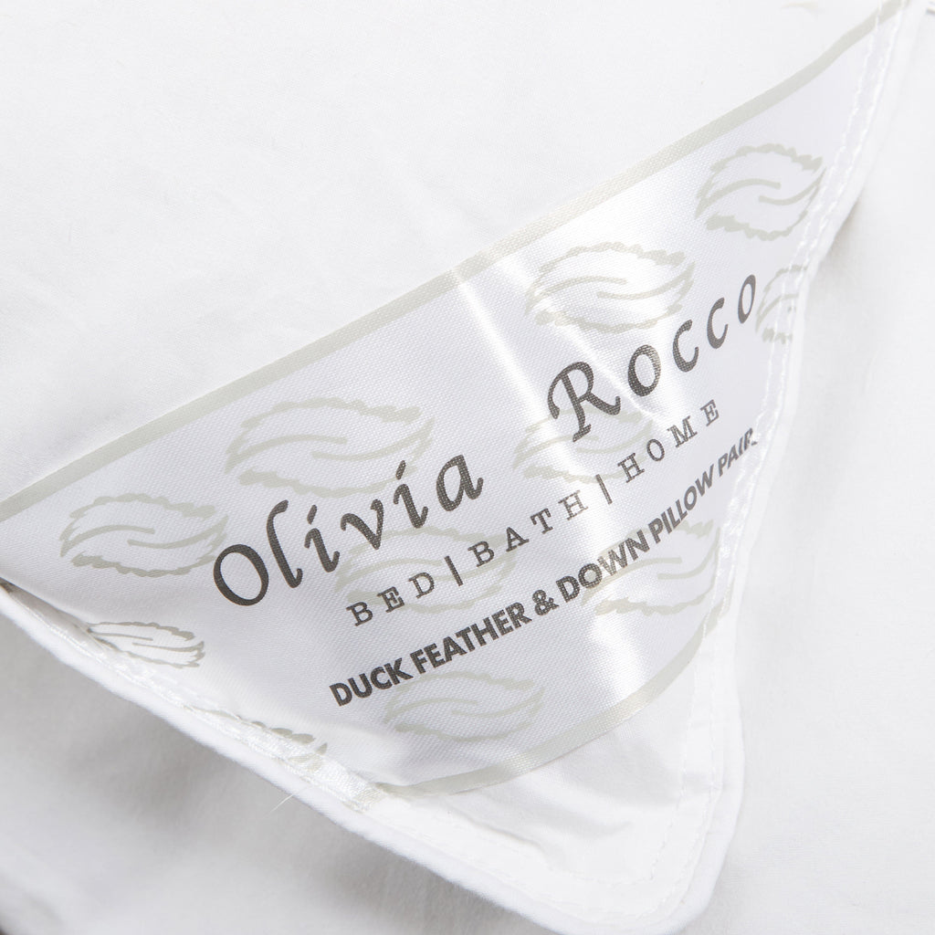 2 Pack Luxury Hotel Quality Duck Feather and Down Pillows Pair Hypoallergenic Premium Filling for Superior Comfort and Support by OLIVIA ROCCO