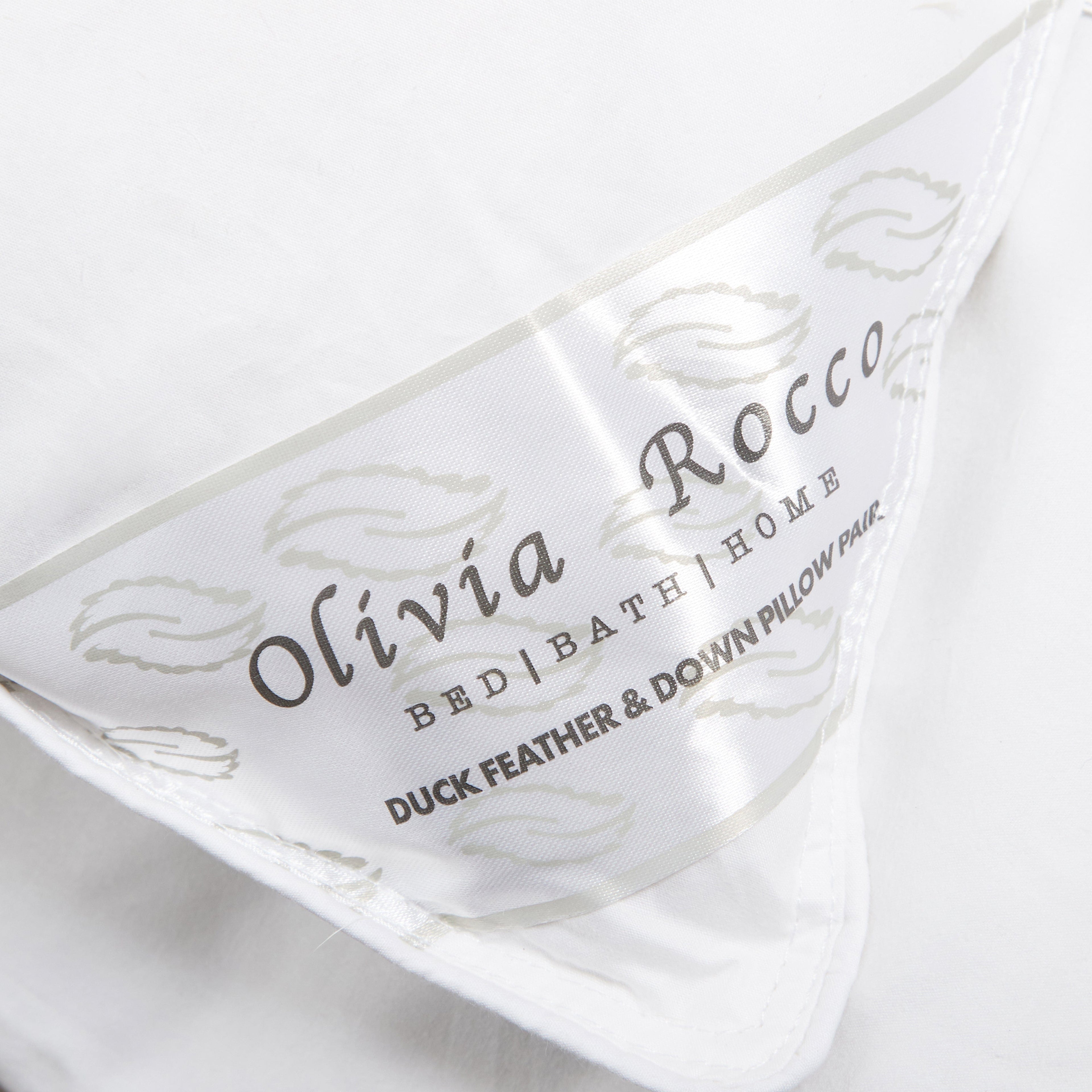 2 Pack Luxury Hotel Quality Duck Feather and Down Pillows Pair Hypoallergenic Premium Filling for Superior Comfort and Support by OLIVIA ROCCO