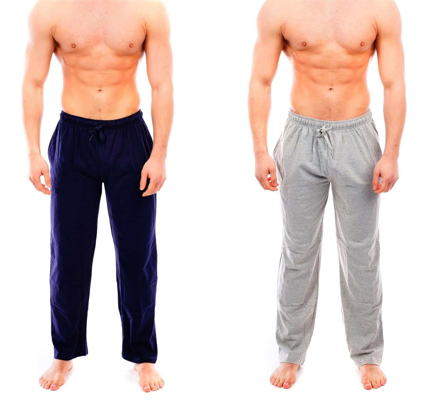 2 Pack Men's Cotton Lounge Bottoms Stretchable PJ Pants Available in Black Navy Grey Durable and Cozy Loungewear Medium to 5X-Large by Sock Stack