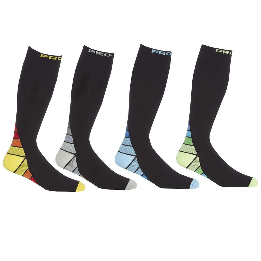 2 Pack Men's Long Compression Socks for Running and Training Breathable Anti-Crimp Design with Arch Brace Support Ideal for Sports and Recovery Black Assorted Toe Styles by Sock Stack