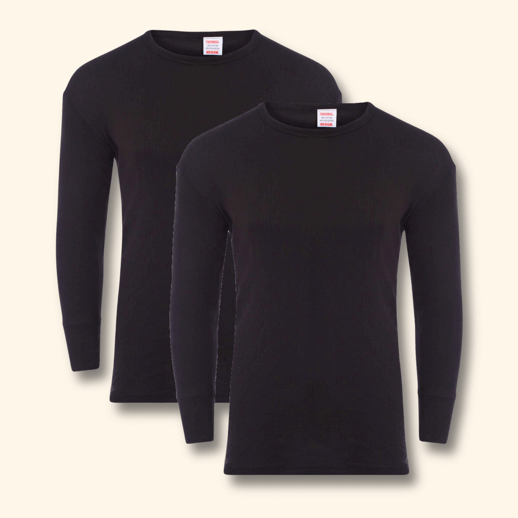 2 Pack Men's Thermal Underwear Long Sleeve Tops Warm Durable Baselayer Insulated Brushed Yarn for Running Hiking Cold Weather Sportswear Durable Winter Clothing Small to XXL White Black Grey Navy by Heatwave Thermalwear