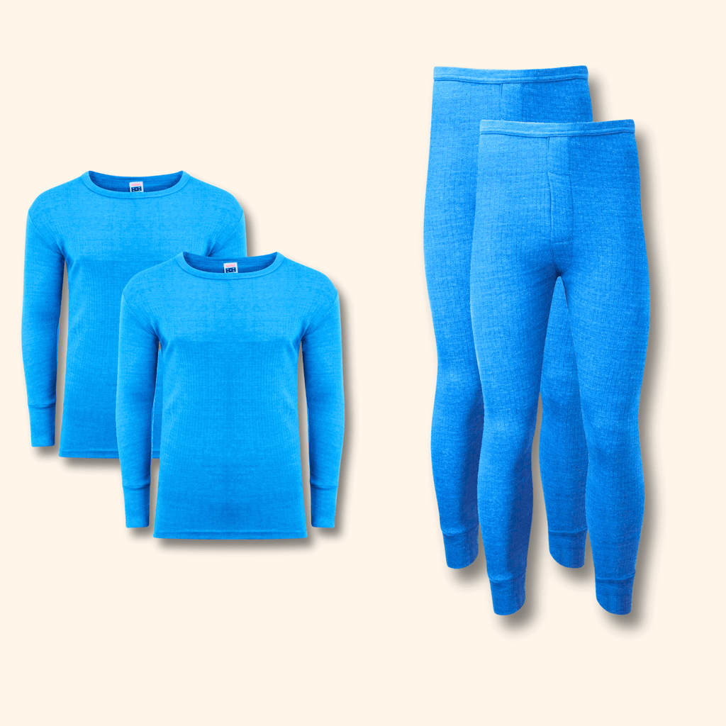 2 Pack Men's Thermal Underwear Set Long Sleeve Tops and Long John Bottoms Warm Baselayer Insulated Brushed Yarn for Running Hiking and Workwear Insulating Yarn Small to XXL White Black Grey Navy by Heatwave Thermalwear