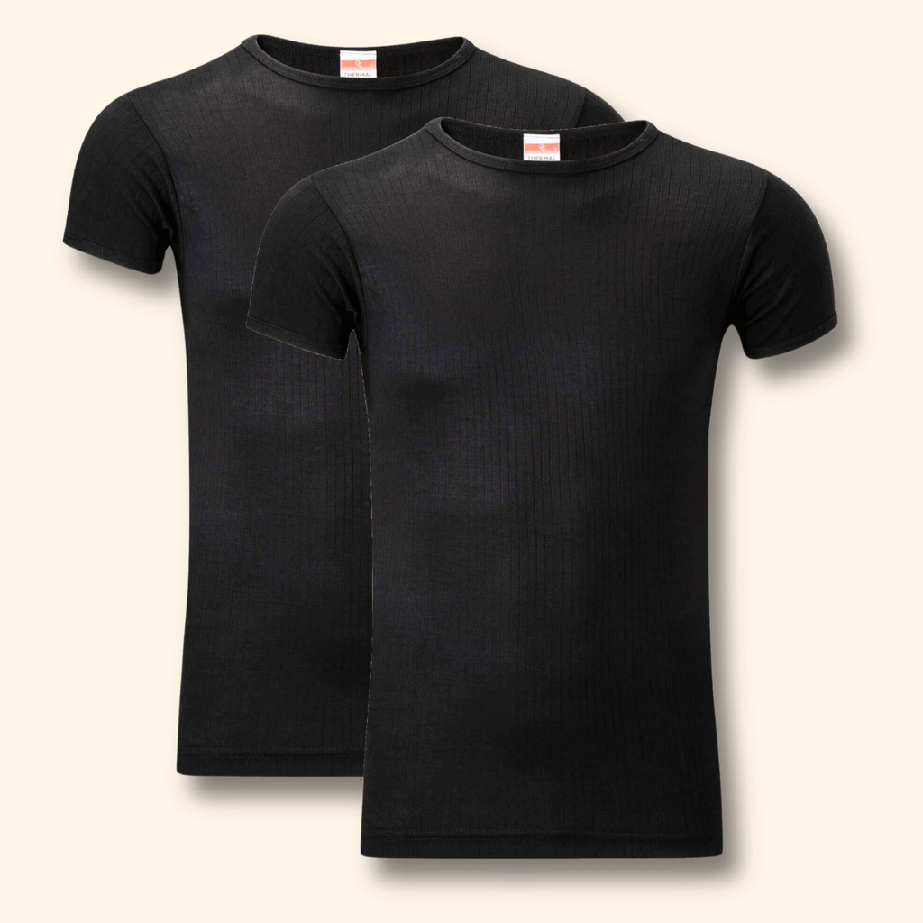2 Pack Men's Thermal Underwear T Shirt Tops Warm Durable Baselayer Insulated Brushed Yarn for Running Hiking Outdoor Sports Workwear Small to XXL White Black Grey Navy by Heatwave Thermalwear