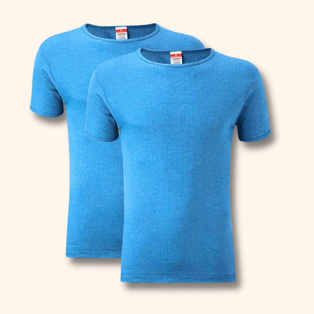 2 Pack Men's Thermal Underwear T Shirt Tops Warm Durable Baselayer Insulated Brushed Yarn for Running Hiking Outdoor Sports Workwear Small to XXL White Black Grey Navy by Heatwave Thermalwear
