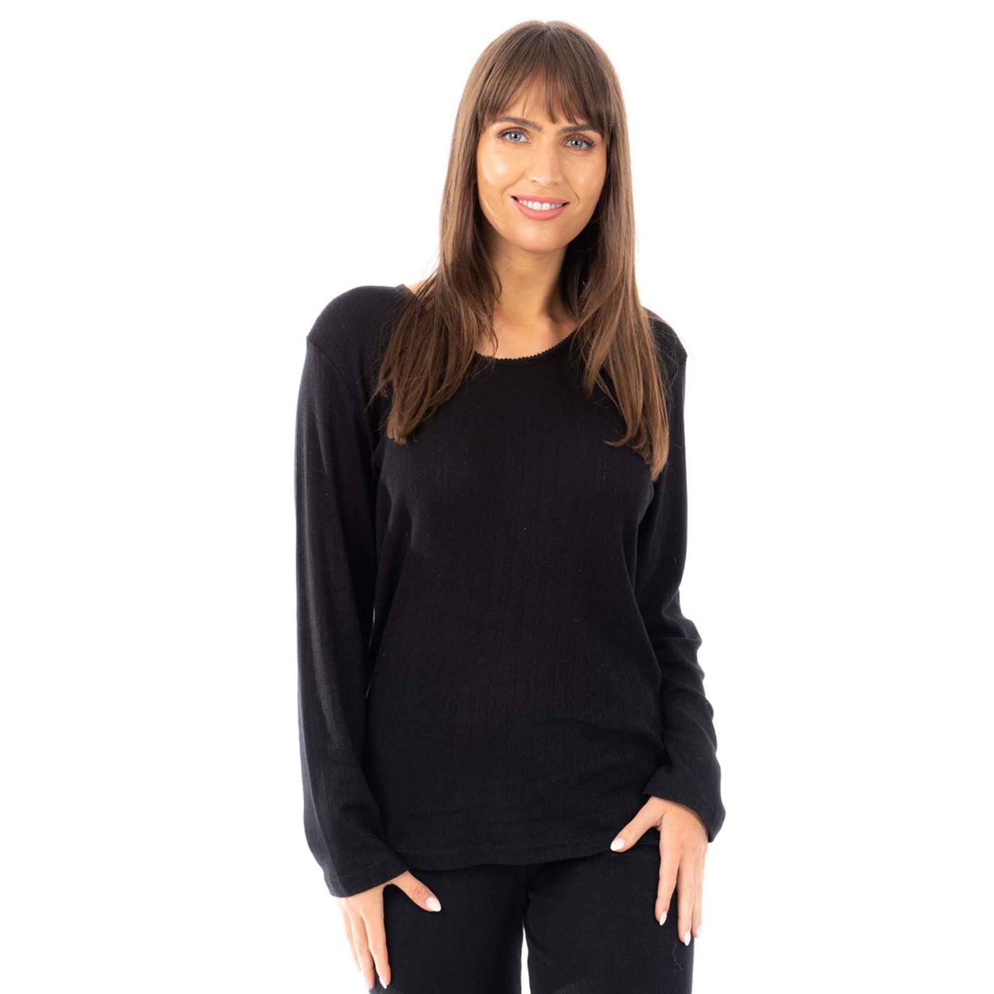 2 Pack Women's Thermal Long Sleeve Tops Base Layer Insulated Warm Underwear for Outdoor Sports Running Hiking Cold Weather Workwear by Heatwave Thermalwear