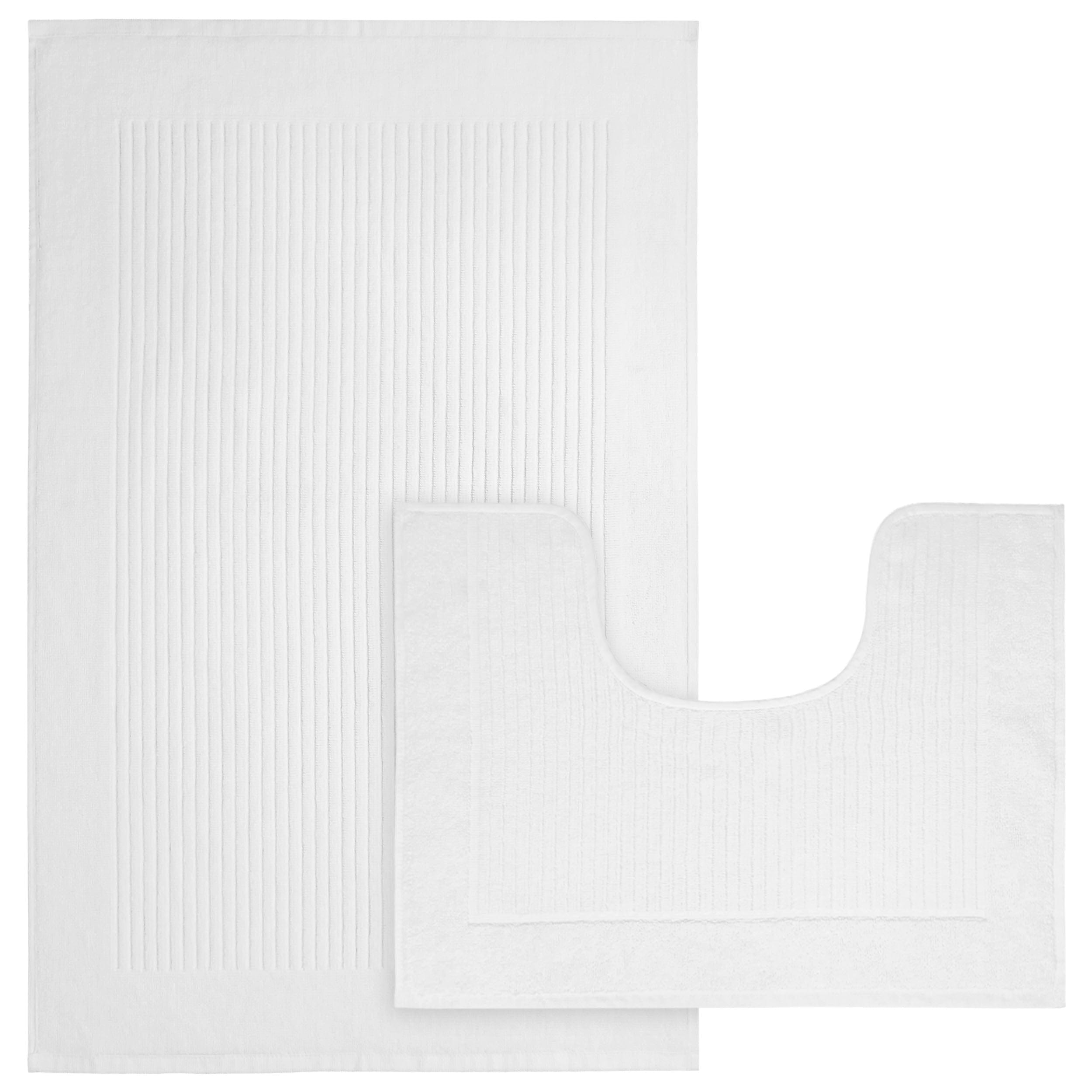 2 Piece Monaco Non Slip Bath Mat and Pedestal Set Water Absorbent Bathroom Rug Set 100 Percent Cotton Mats for Safety and Comfort by OLIVIA ROCCO