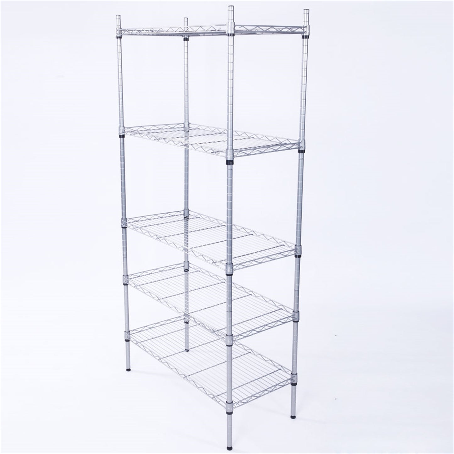 XM-304B Rectangle Carbon Steel Metal Assembly 5-Shelf Storage Rack Silver Gray