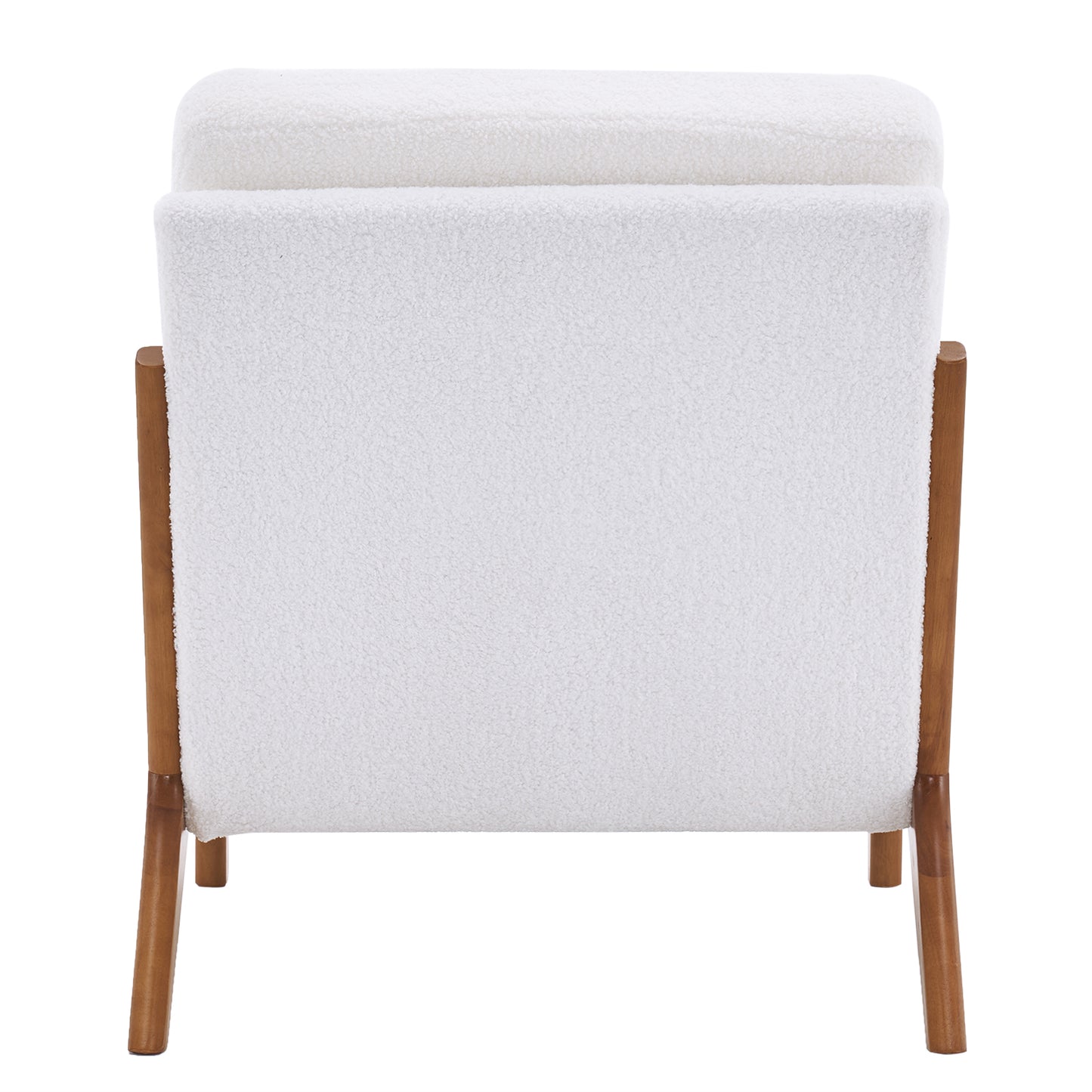 Oak Armrest Oak Upholstered Teddy Velvet Single Lounge Chair Indoor Lounge Chair Off-White