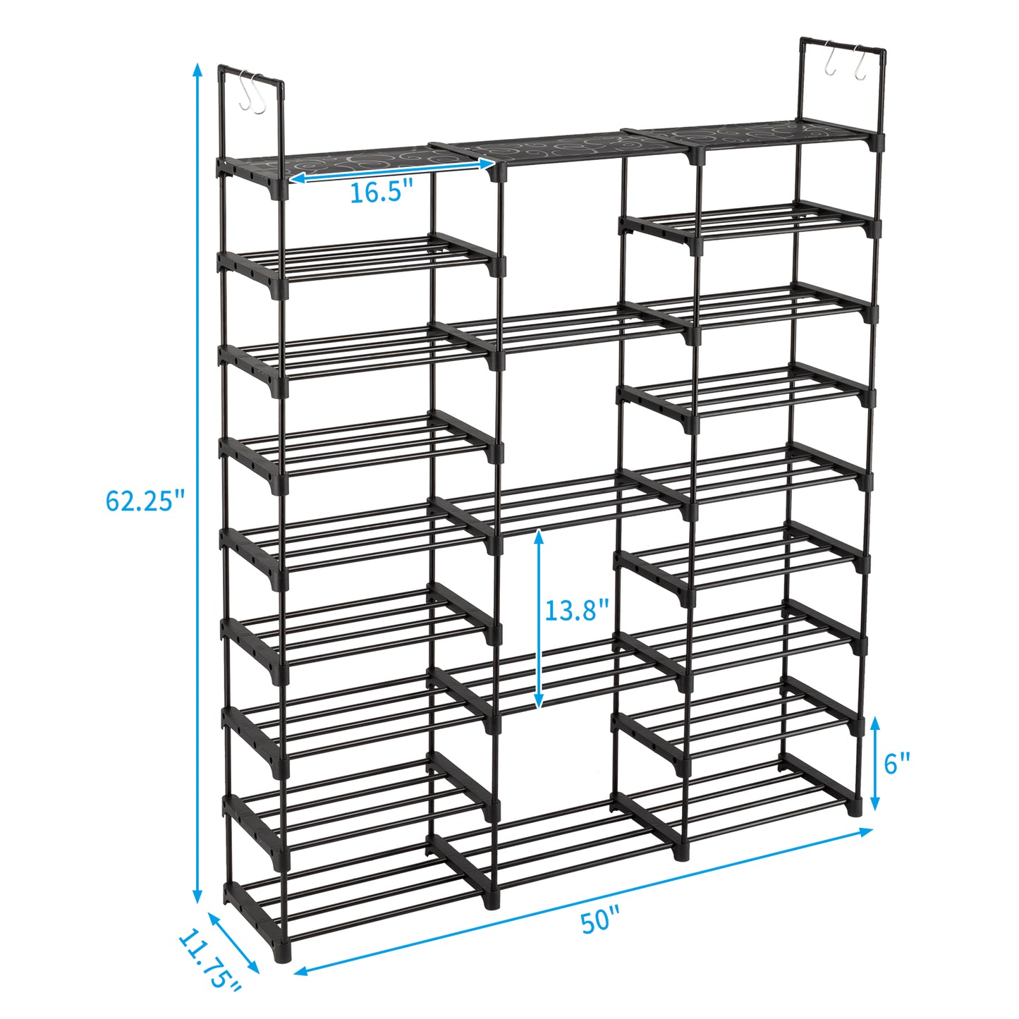 9 Tiers Shoe Rack Storage Organizer Shoe Shelf Organizer for Entryway Holds 50-55 Pairs Shoe, Stackable Shoe Cabinet Shoe Rack