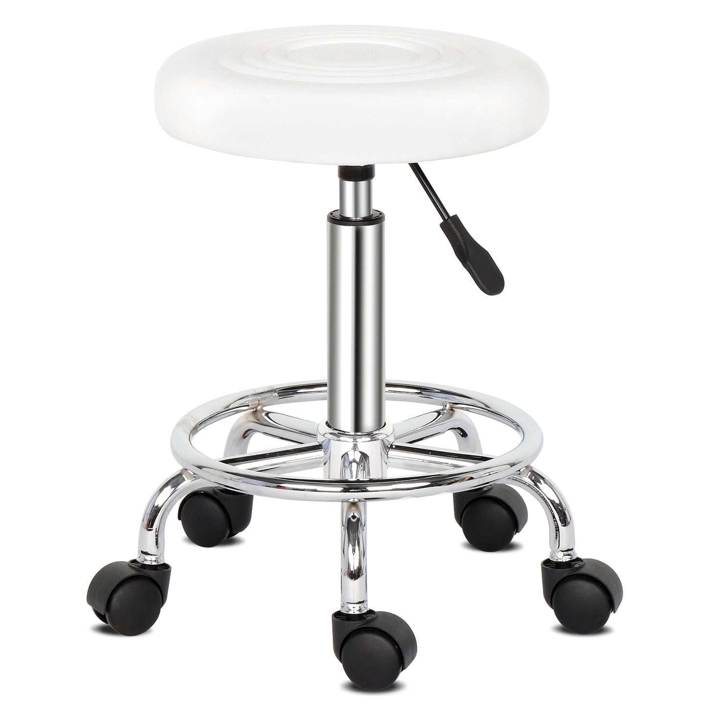 Round Stool with Lines Rotation Bar Stool White