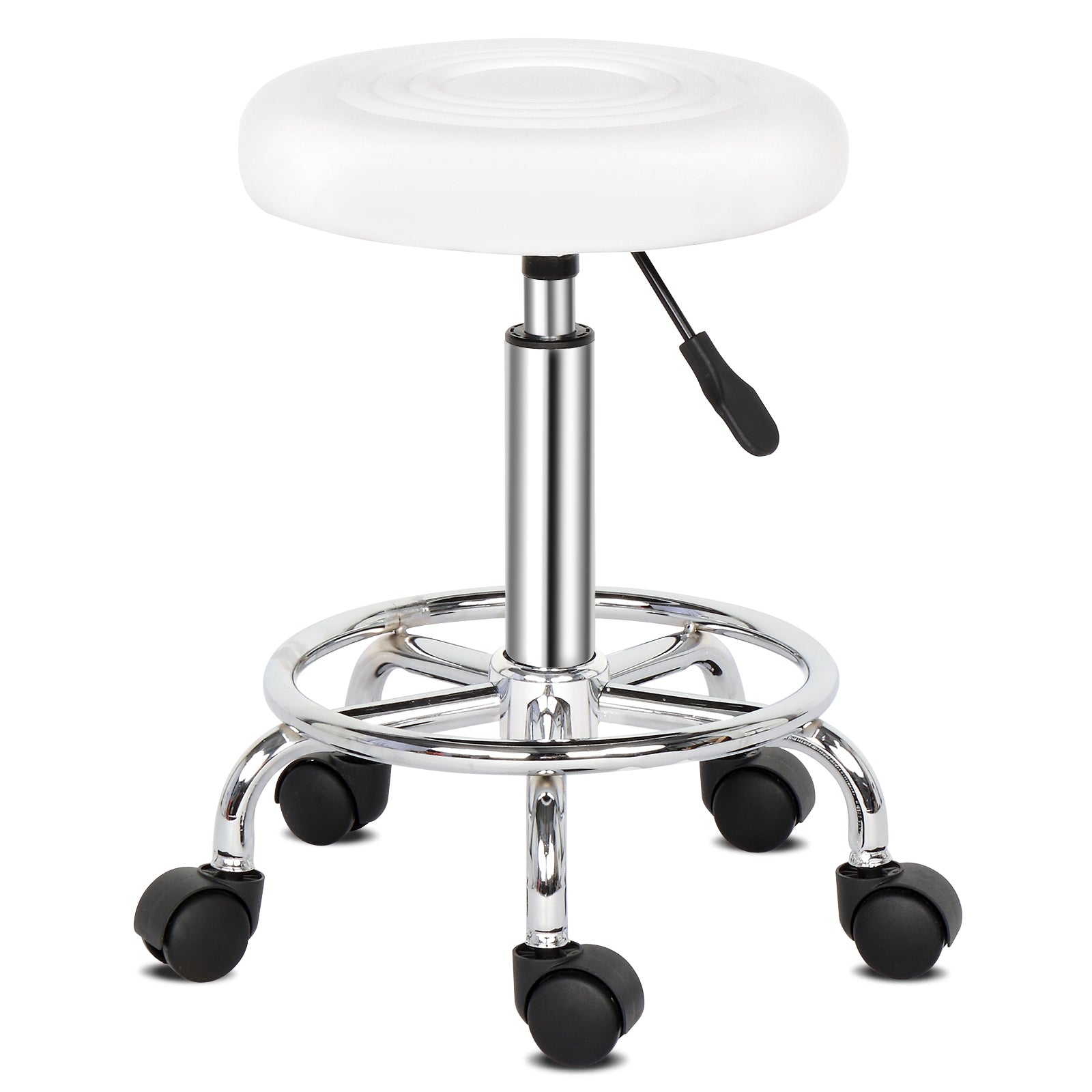 Round Stool with Lines Rotation Bar Stool White