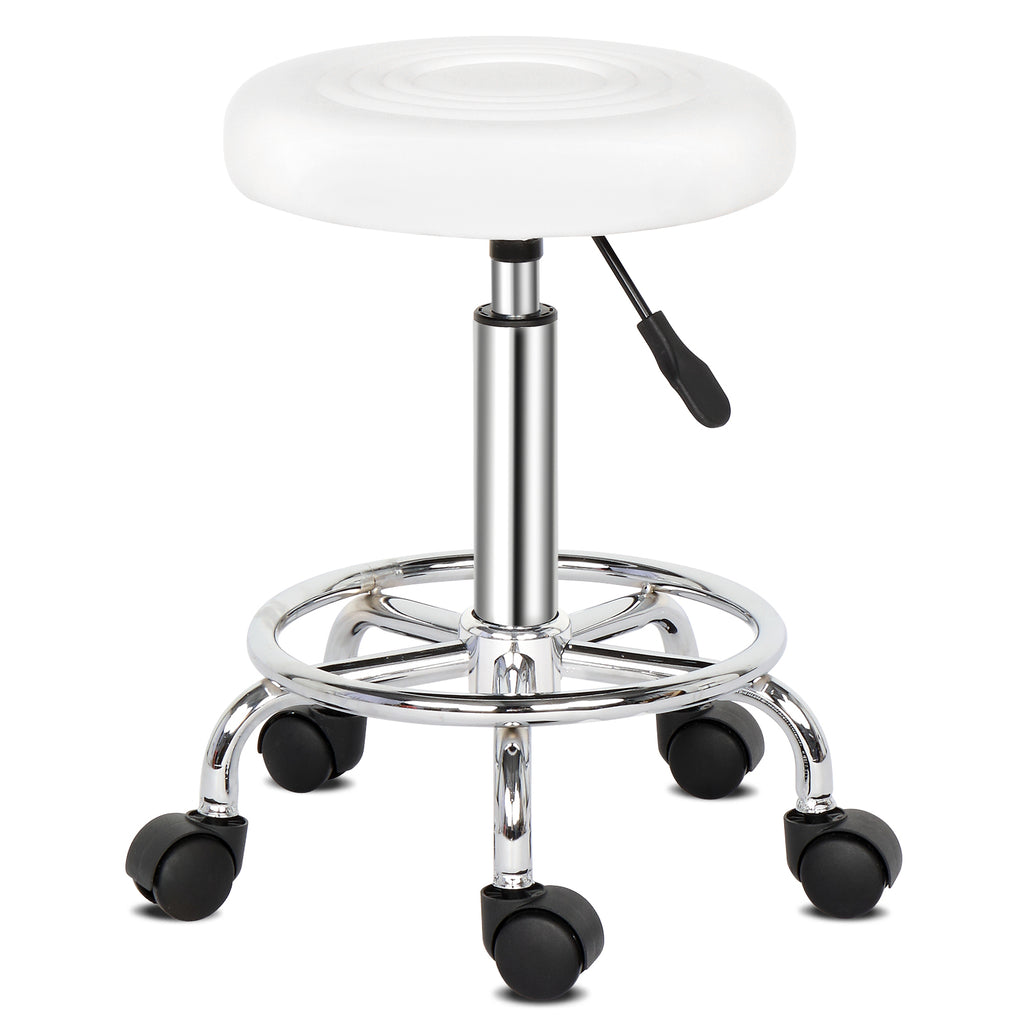 Round Stool with Lines Rotation Bar Stool White