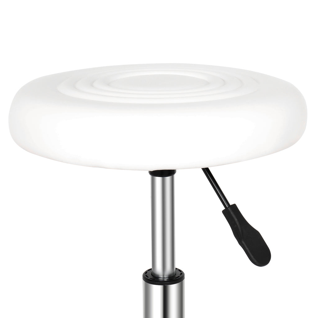 Round Stool with Lines Rotation Bar Stool White