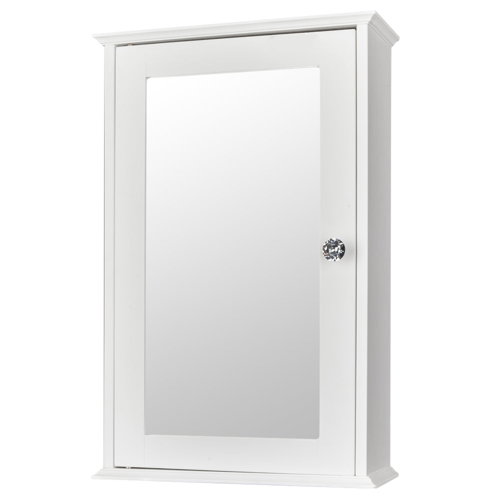 Single Door Mirror Indoor Bathroom Wall Mounted Cabinet Shelf White