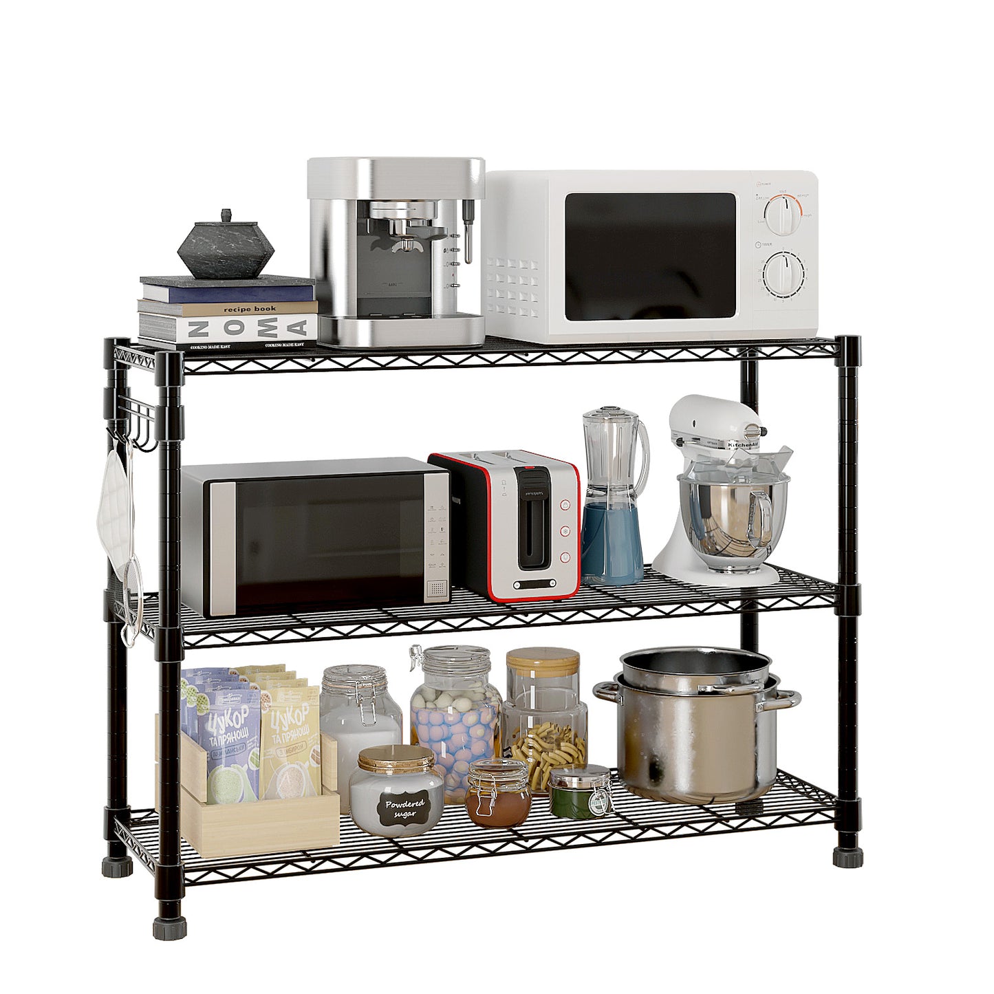 6-Tier disassembly and free assembly NSF-Certified Steel Wire Shelving with Wheels