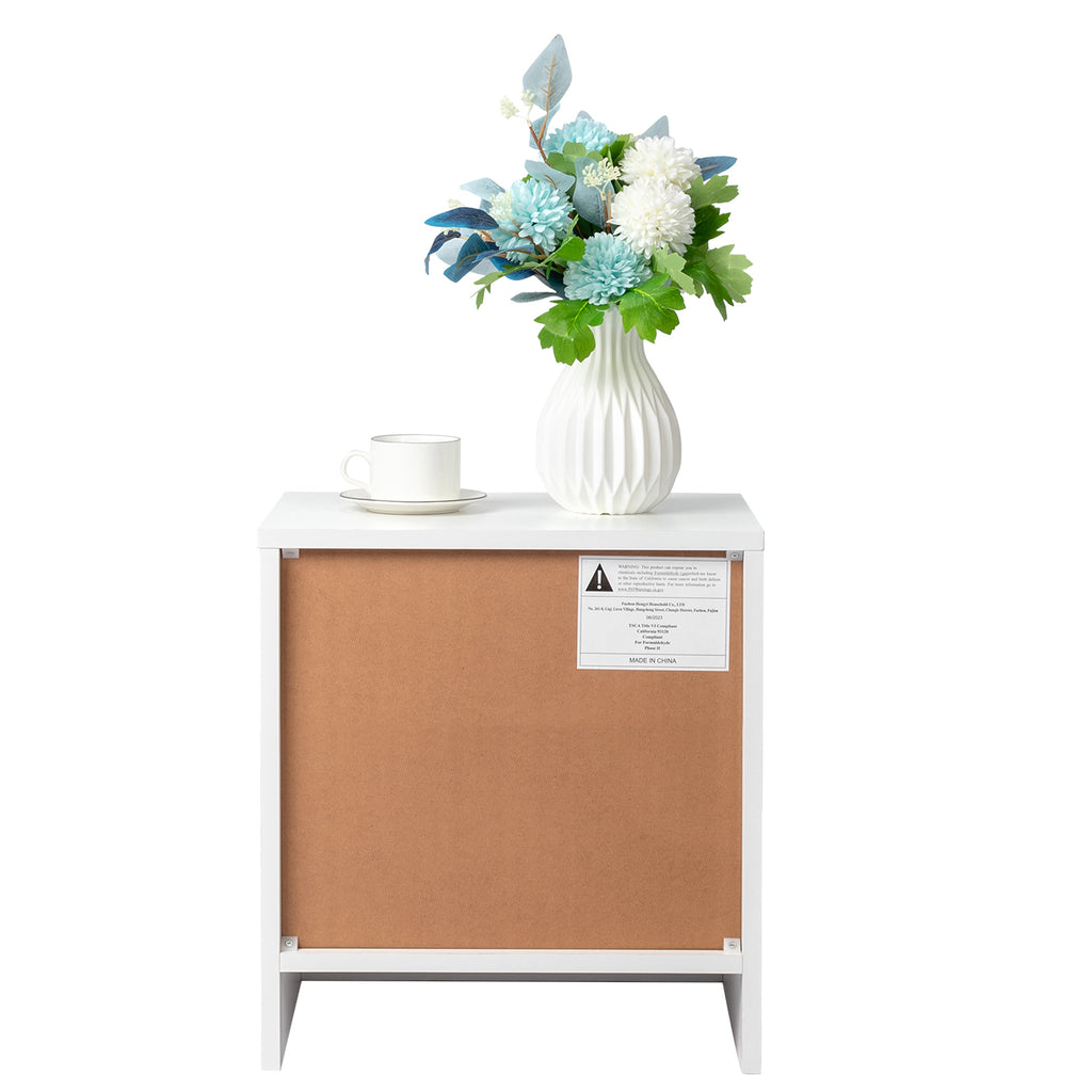 2-Tier Nightstand Set of 2, Bedside Cabinet End Table for Bedroom Home Office, White