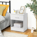 2-Tier Nightstand Set of 2, Bedside Cabinet End Table for Bedroom Home Office, White