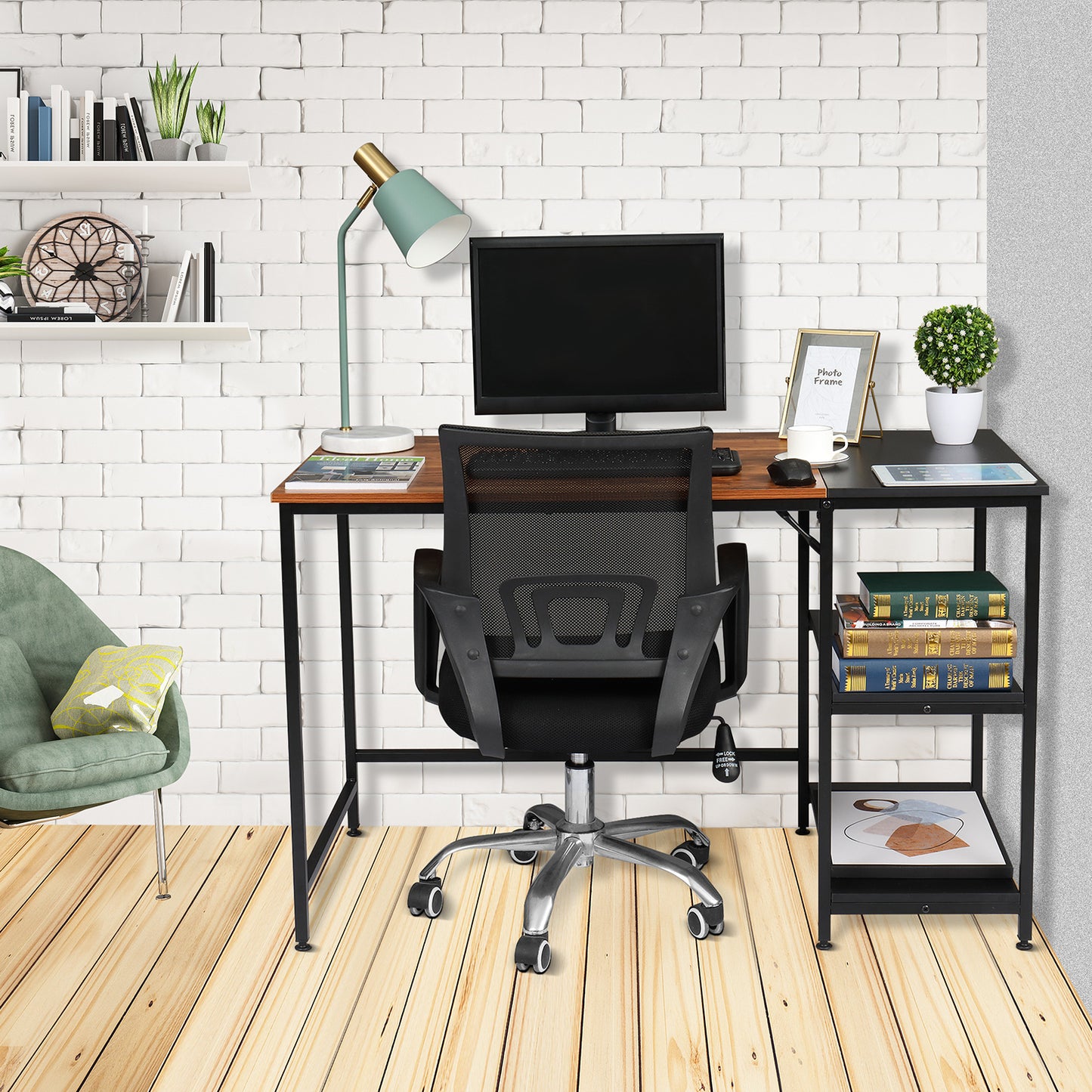 120cm Retro Color Black Particleboard Paste Triamine Stitching Computer Desk