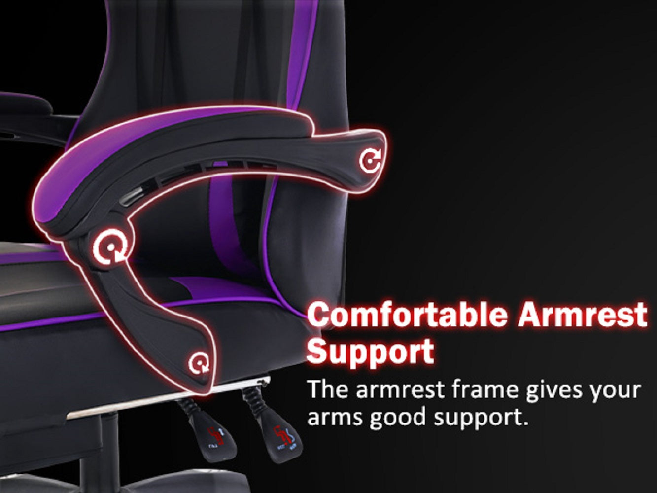 Video Game Chairs for Adults, PU Leather Gaming Chair with Footrest, 360°Swivel Adjustable Lumbar Pillow Gamer Chair, Comfortable Computer Chair for Heavy People, Purple