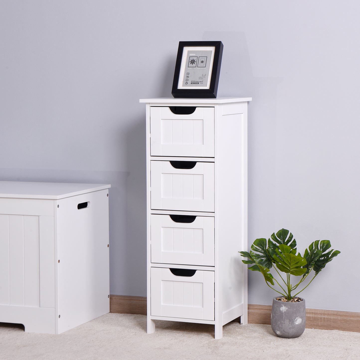 White Bathroom Storage Cabinet,  Cabinet with Drawers