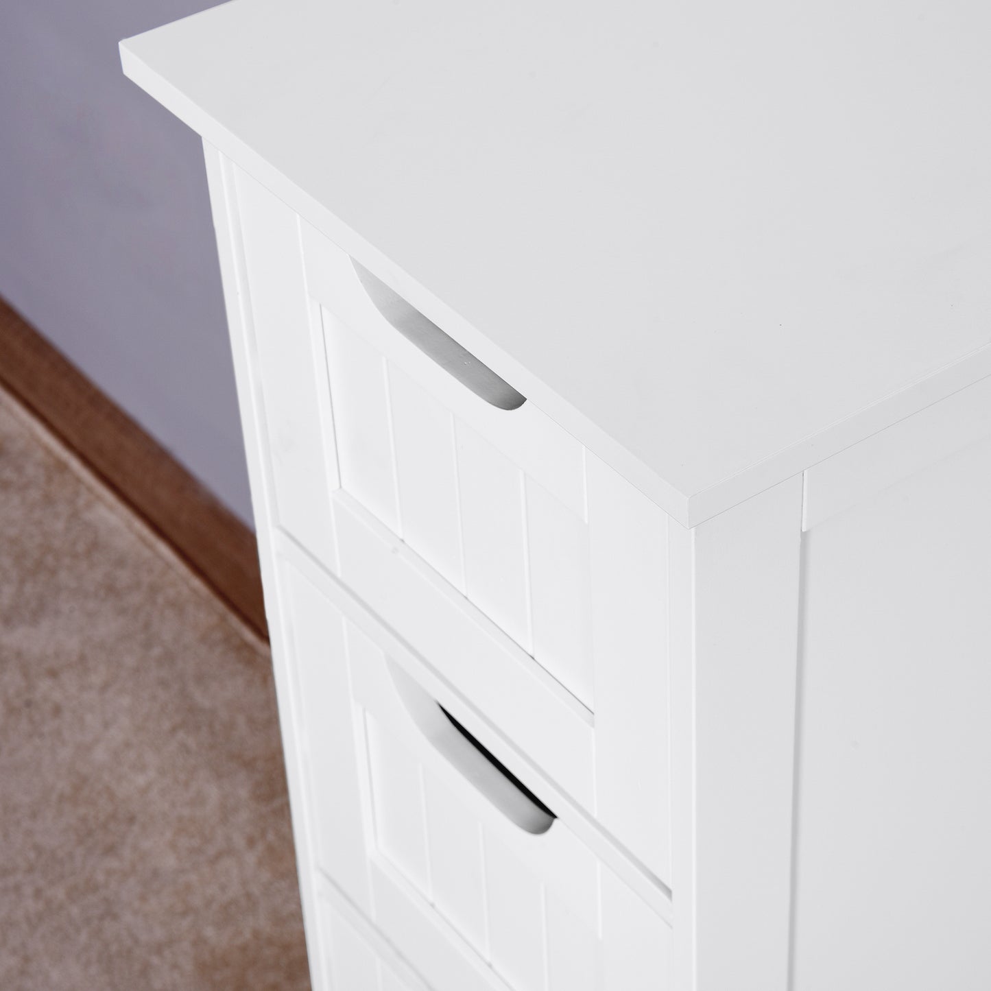 White Bathroom Storage Cabinet,  Cabinet with Drawers