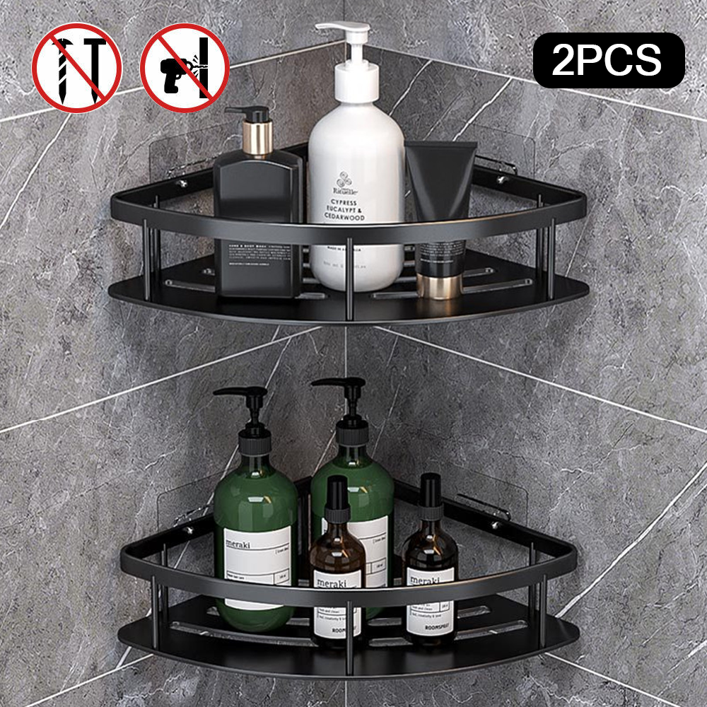 2X Corner Shower Caddy Bathroom Storage Shelf Rack Basket Organiser Tidy Tray