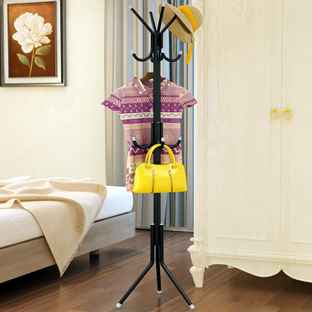 Coat Stand Coat/Hat/Jacket/Umbrella Floor Standing Rack Clothes Hanger Hooks UK