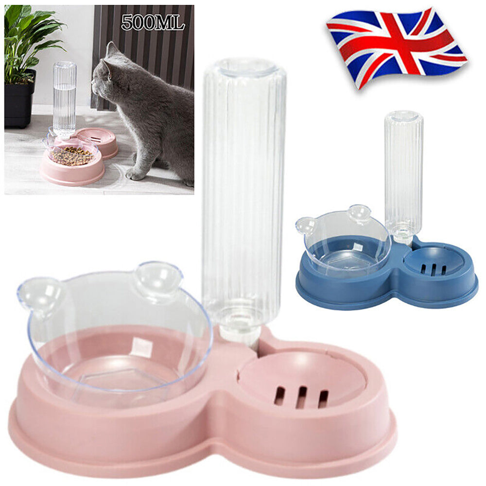 Pet Water Dispenser Slow Drinker with Food Bowl Slow Feeder for Pets Dogs NEW