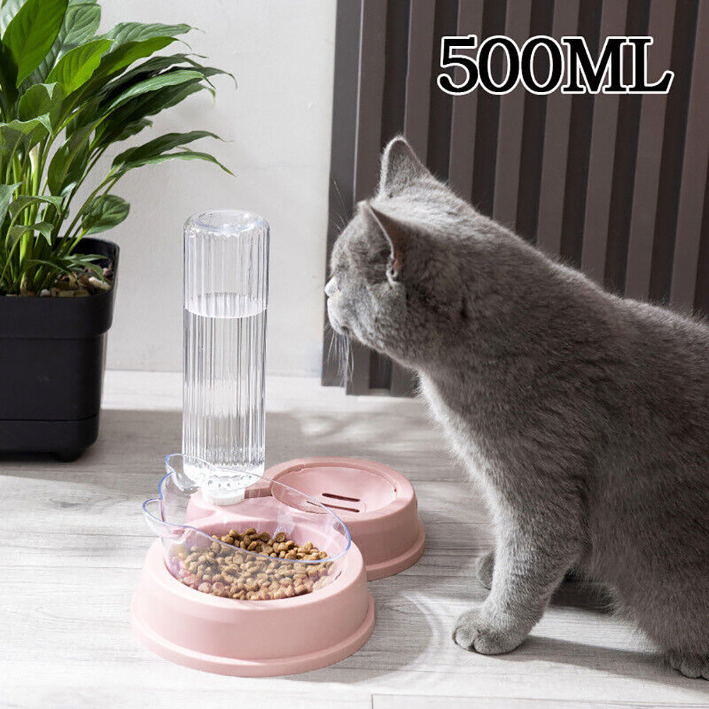 Pet Water Dispenser Slow Drinker with Food Bowl Slow Feeder for Pets Dogs NEW