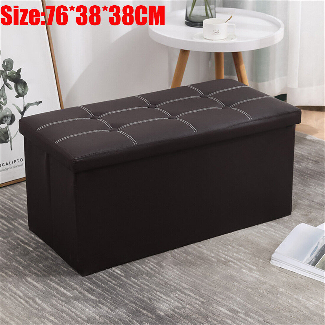 Large Seater Folding Storage Ottoman Pouffe Bench Seat Blanket Toy Chest Box UK