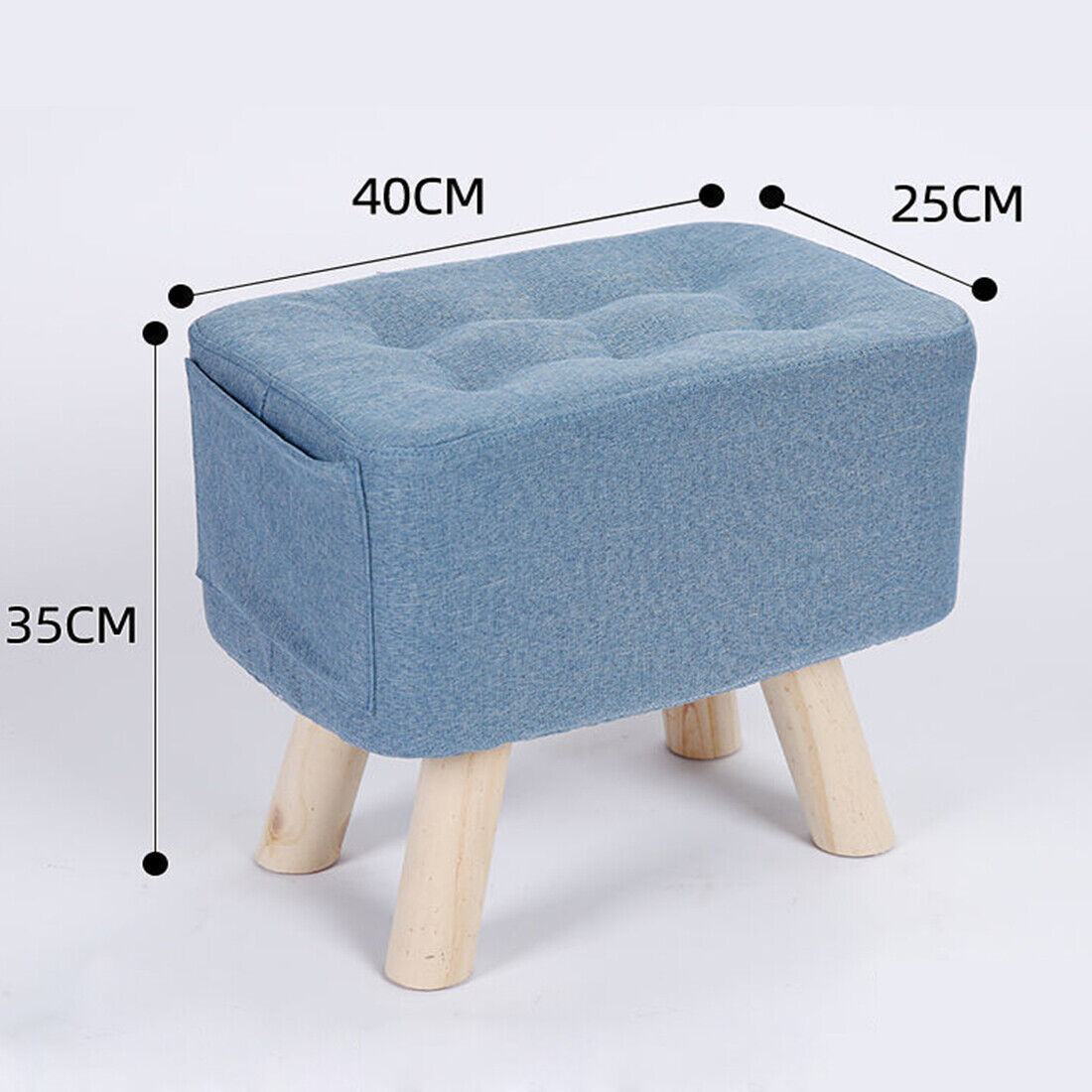 Linen Fabric Footstool Foot Rest Stool Pouffe Ottoman Seat Living Room Furniture