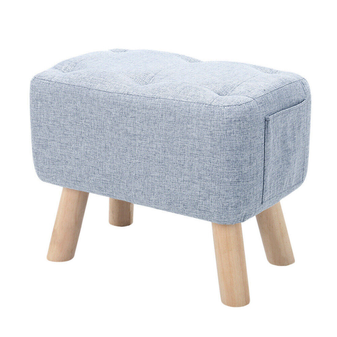 Linen Fabric Footstool Foot Rest Stool Pouffe Ottoman Seat Living Room Furniture