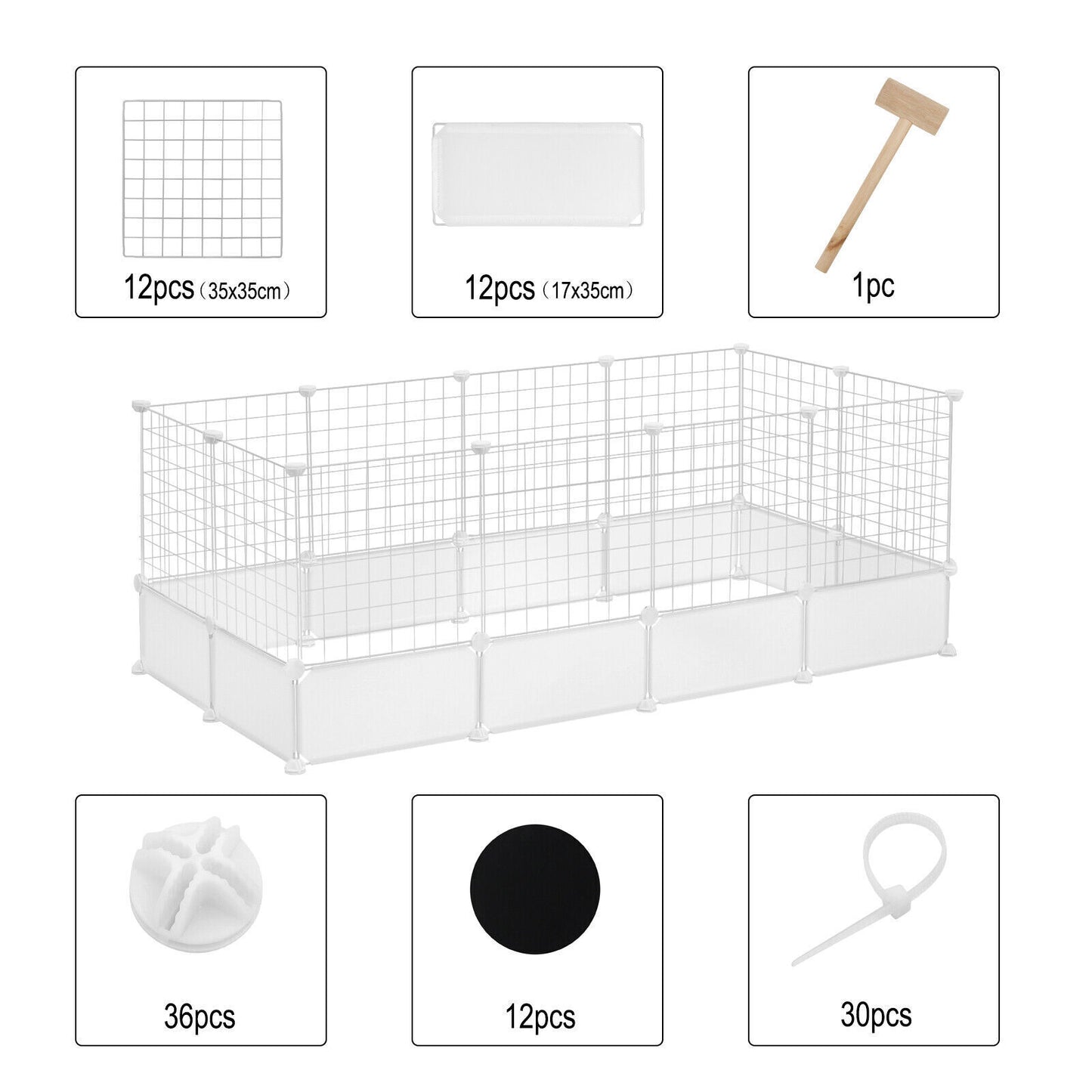 24 Panels Enclosure DIY Pet Fence Crate Cage Dog Pen Puppy Rabbit Playpen Indoor