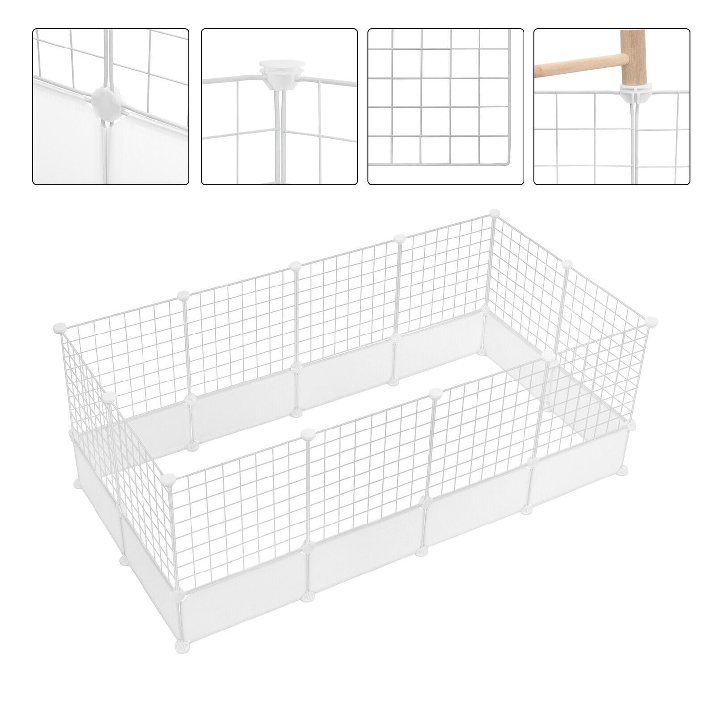 24 Panels Enclosure DIY Pet Fence Crate Cage Dog Pen Puppy Rabbit Playpen Indoor