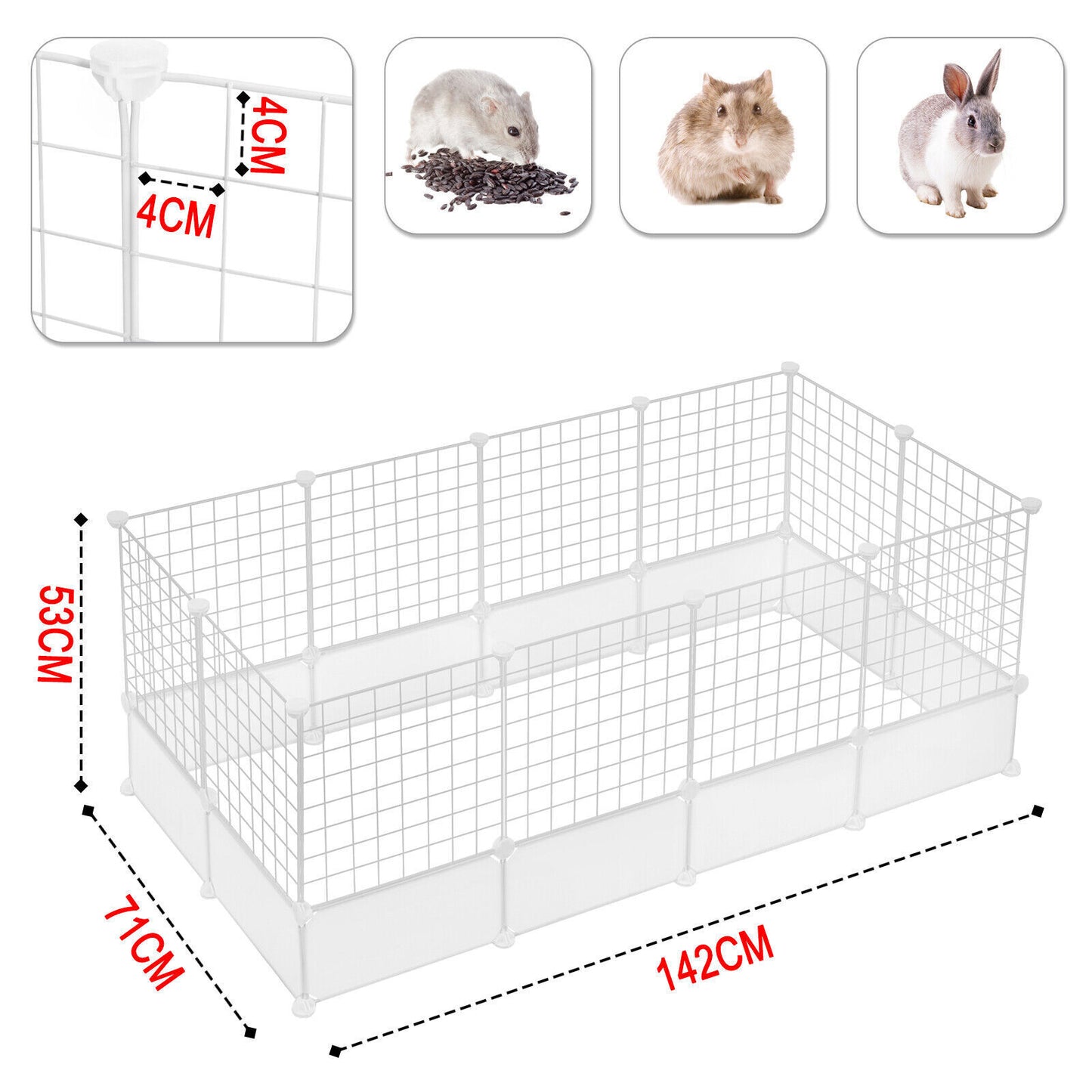 24 Panels Enclosure DIY Pet Fence Crate Cage Dog Pen Puppy Rabbit Playpen Indoor