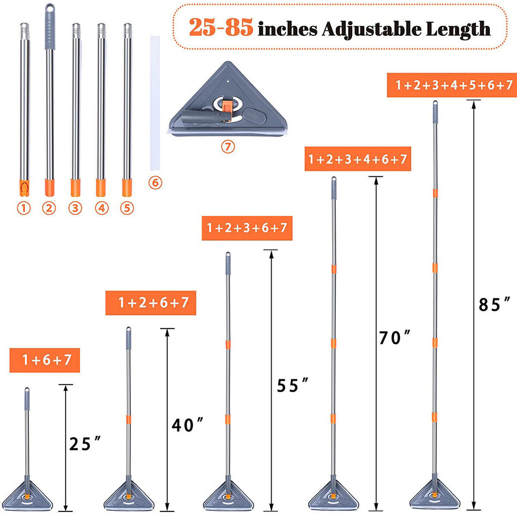 360° Rotatable Adjustable Cleaning Mop Triangle Mops Multipurpose Cleaning Brush