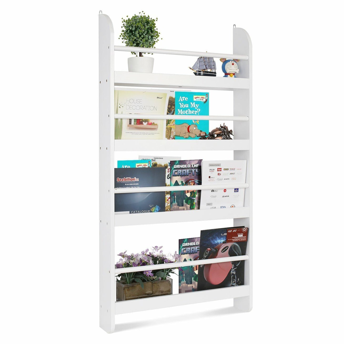 Wall Mounted Children Bookcase Kids Display Bookshelf Storage Unit Shelving Rack