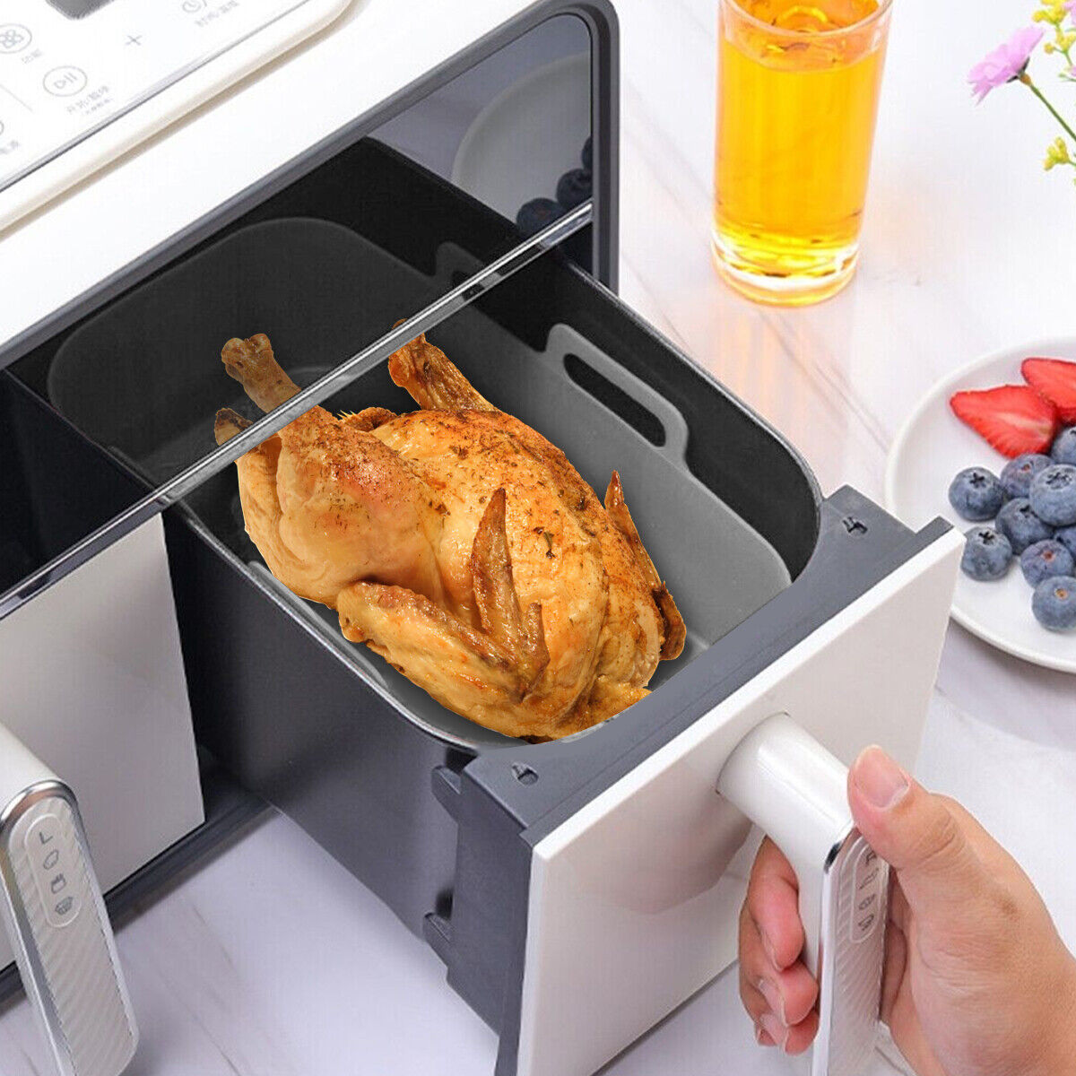 Reusable Silicone Rectangle Pot For NINJA Air Fryer Kitchen BBQ Heating Baking