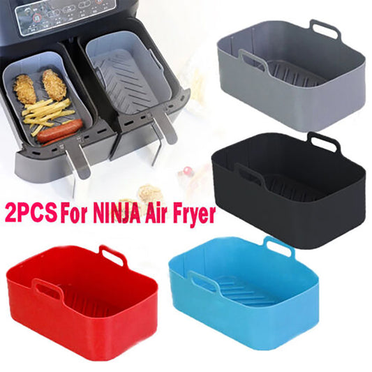 2PCS Square Silicone Pot For NINJA Air Fryer Kitchen BBQ Plate Heating Baking UK