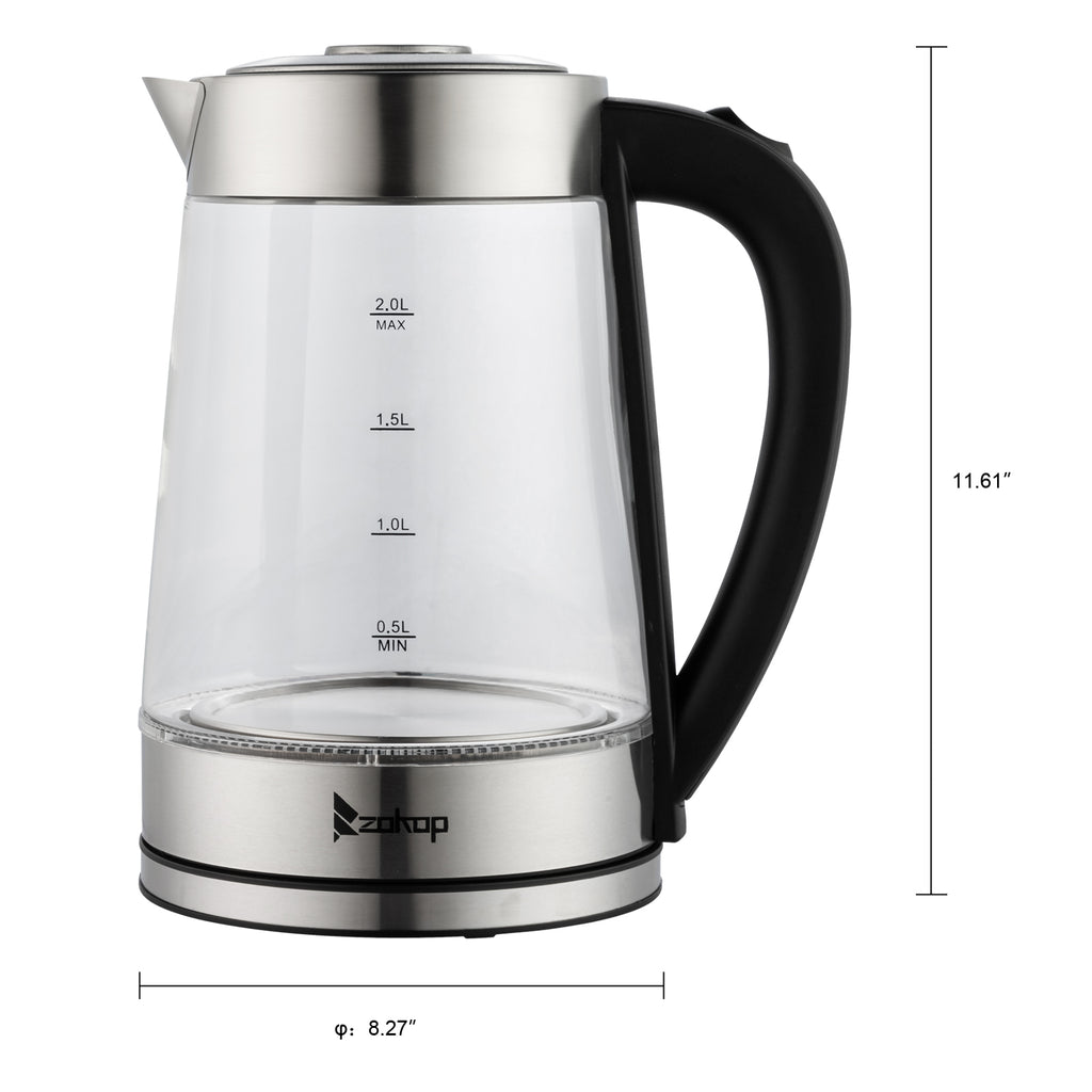 【Old Code：42128382】 HD-250 220V 2000W 2L Blue Glass Electric Kettle