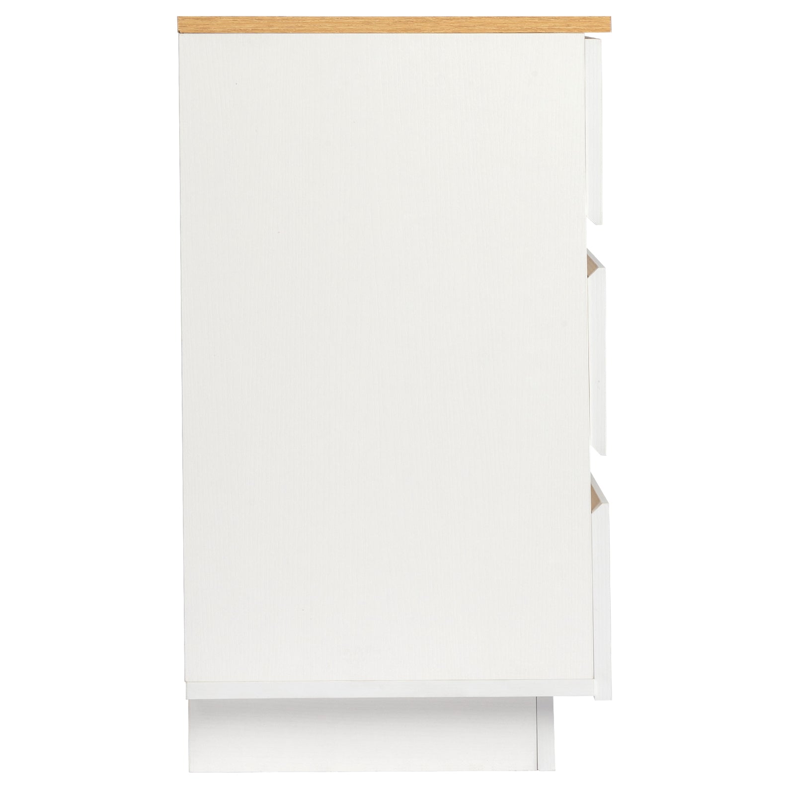 embossed white + embossed oak E1 particle board 12MM handle-free 38*32*56cm 3 drawers bedside table 1pc