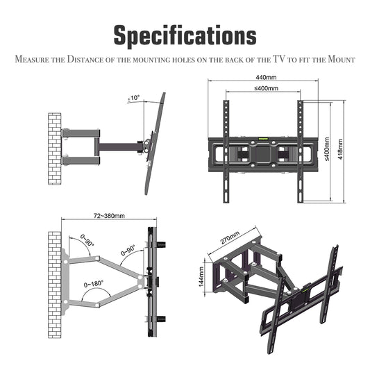 LEADZM 26-55 Inch Double Pendulum Large Base TV Stand TMDS-105 Bearing 40Kg/Vese400*400/Upper And Lower-10~ 10°