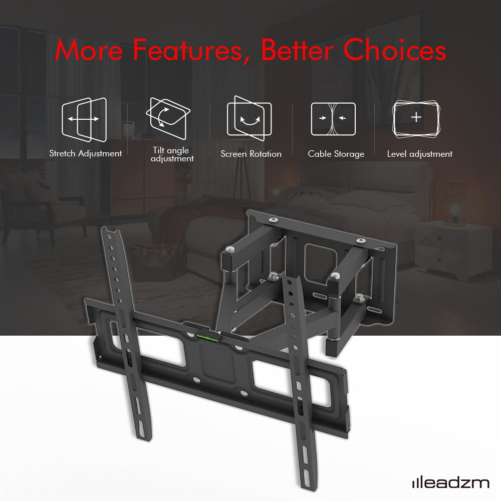 LEADZM 26-55 Inch Double Pendulum Large Base TV Stand TMDS-105 Bearing 40Kg/Vese400*400/Upper And Lower-10~ 10°