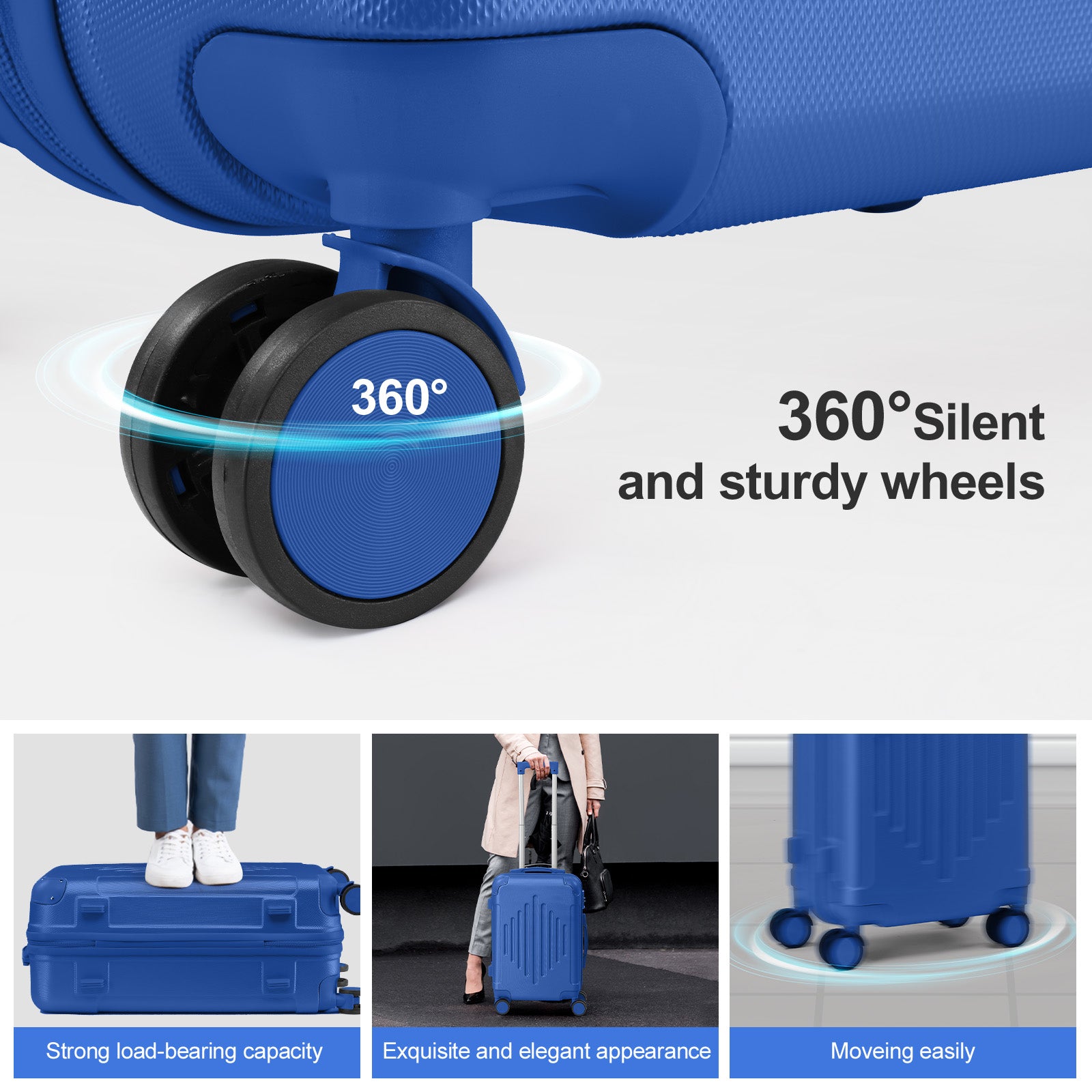 Durable ABS Luggage Suitcase with Non-TSA Lock – 28in Deep Blue