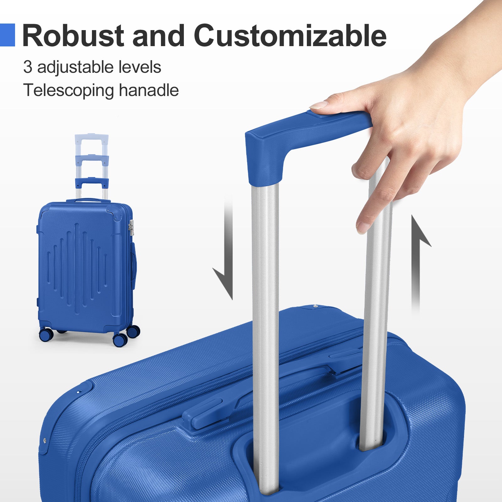 Durable ABS Luggage Suitcase with Non-TSA Lock – 28in Deep Blue