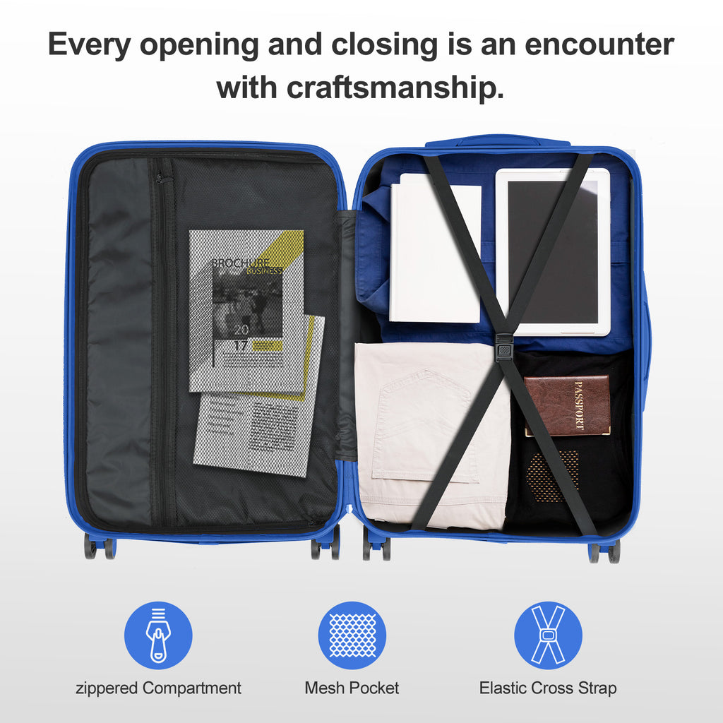 Durable ABS Luggage Suitcase with Non-TSA Lock – 28in Deep Blue