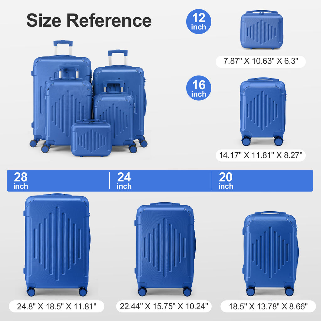 Durable ABS Luggage Suitcase with Non-TSA Lock – 28in Deep Blue