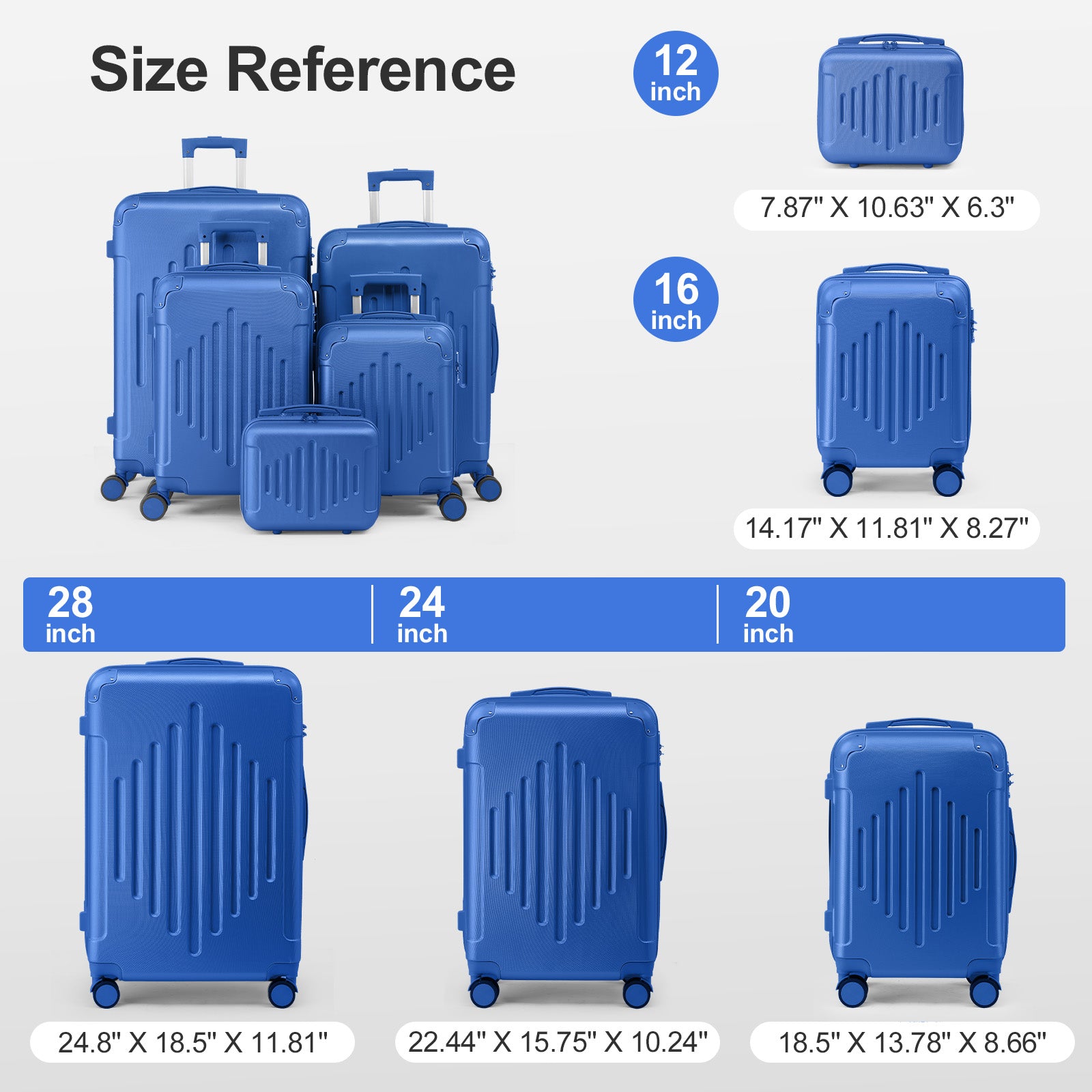 Durable ABS Luggage Suitcase with Non-TSA Lock – 28in Deep Blue