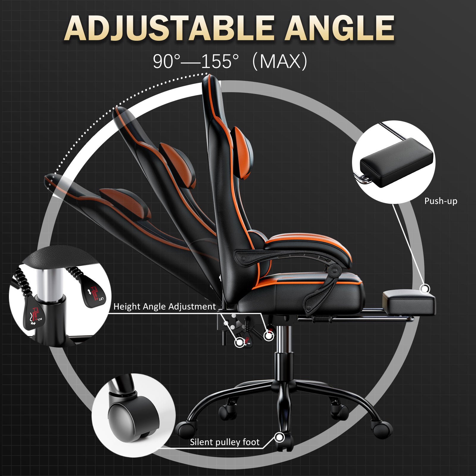 Gaming Chair, Computer Chair with Footrest and Lumbar Support, Ergonomic Video Game Chair with Headrest, Height Adjustable Gamer Chair Office Desk Chair